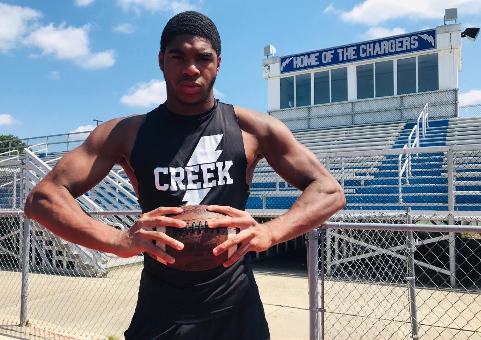 IMG Academy defensive end Jihaad Campbell, shown while playing for his previous school Timber Creek in Sicklerville, New Jersey, is Clemson's lone 2022 commit on the defensive front