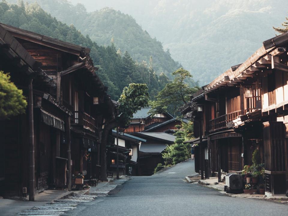 The Nakasendo trail, the pathway connecting Kyoto and Tokyo in Japan.
