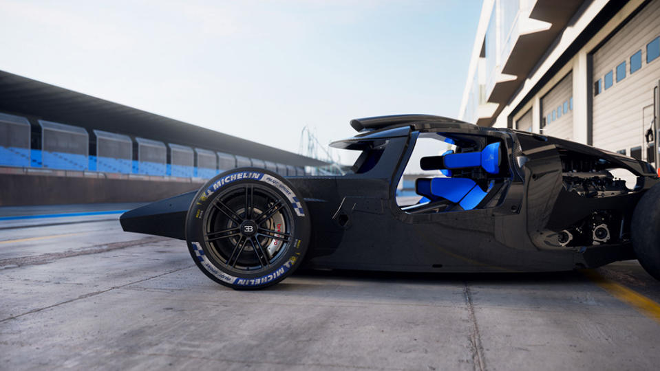 The Bugatti Bolide’s monocoque from the side