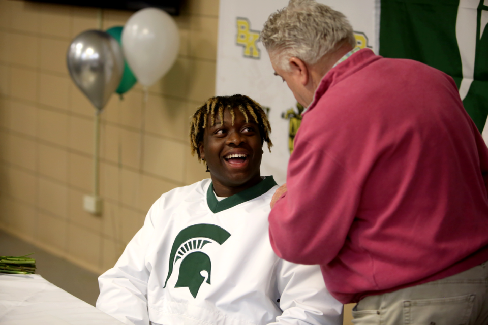 Bishop Kelly offensive lineman Rakeem Johnson signed with Michigan State on Wednesday during the early signing period. Johnson is a three-star recruit who was previously committed to Oregon State.