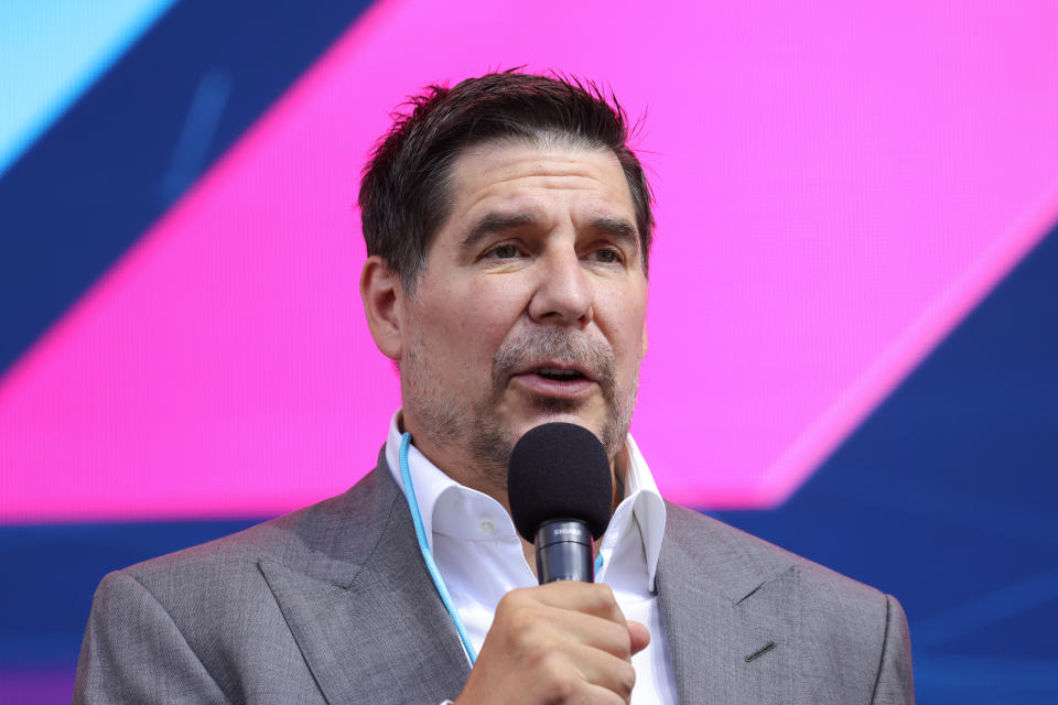 COLOGNE, GERMANY - SEPTEMBER 07: Marcelo Claure, CEO of Softbank Group speaks on stage during the Digital X event on September 07, 2021 in Cologne, Germany. SoftBank Group announced a deal to acquire 4,5% of Deutsche Telekom and sell parts of it's stake in T-Mobile US to the German telecommunications carrier Deutsche Telekom. More than 200 national and international top speakers - experts, visionaries, politicians, entrepreneurs, opinion leaders and critical voices - take part in two days of discussions on a full digitisation programme.  (Photo by Andreas Rentz/Getty Images)