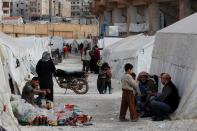 Internally displaced Syrians are seen in an IDP camp located in Idlib
