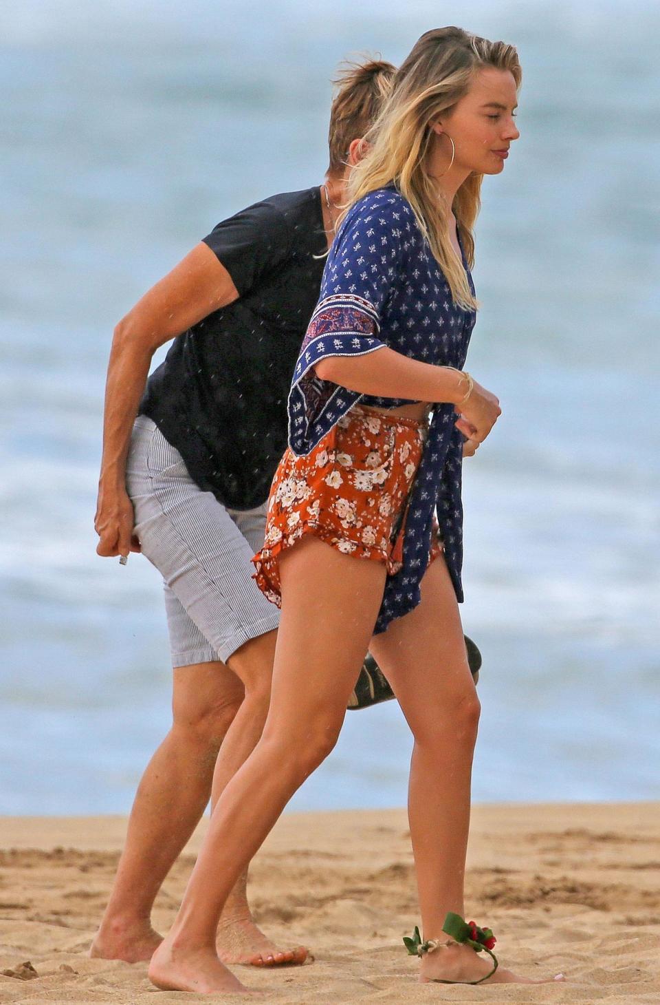 Margot Robbie and Tom Ackerley's beach day out
