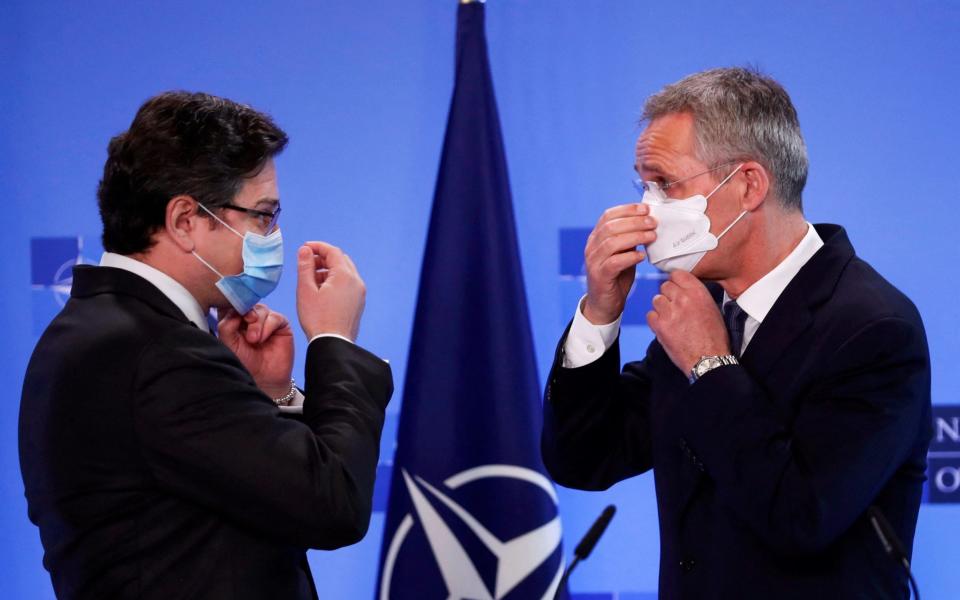 Nato's chief hosted Ukraine's foreign minister on Tuesday in a strong show of support for his country - AFP
