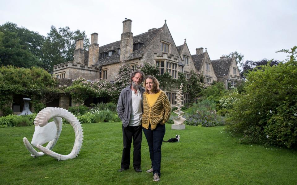 Rosie Pearson with partner Anthony Turner outside Asthall Manor - Copyright Â©Heathcliff O'Malley , All Rights Reserved, not to be published in any format without p