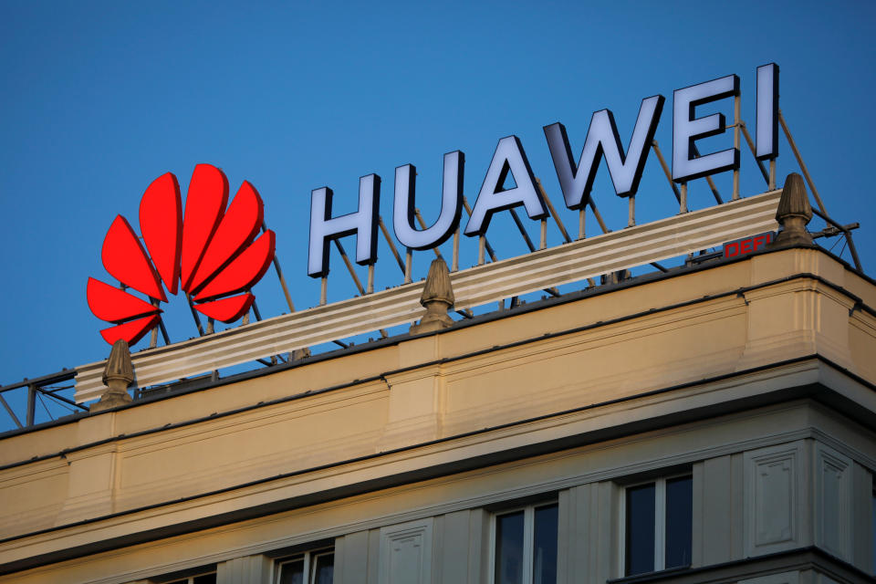 The Huawei logo is pictured in central Warsaw, Poland, June 17, 2019. Picture taken June 17, 2019. To match Special Report HUAWEI-POLAND/SPYING  REUTERS/Kacper Pempel