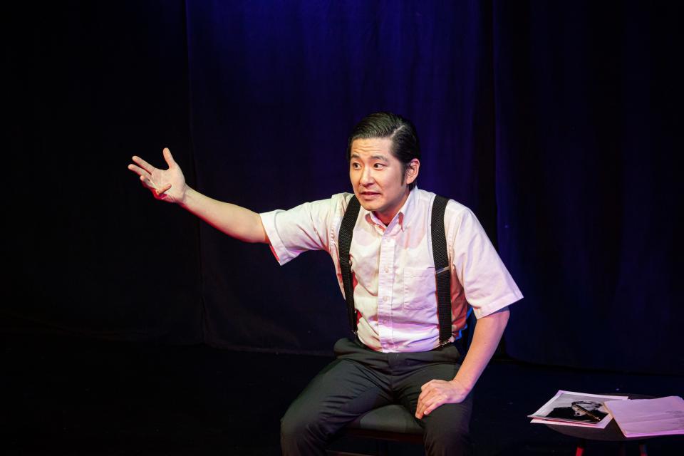 Actor J. Elijah Cho in his one-man play “Mr. Yunioshi.”