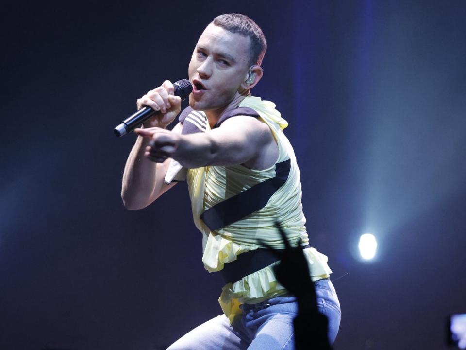 Olly Alexander performs during the Nordic Eurovision Party in Stockholm on 14 April (TT News Agency/AFP via Getty Ima)