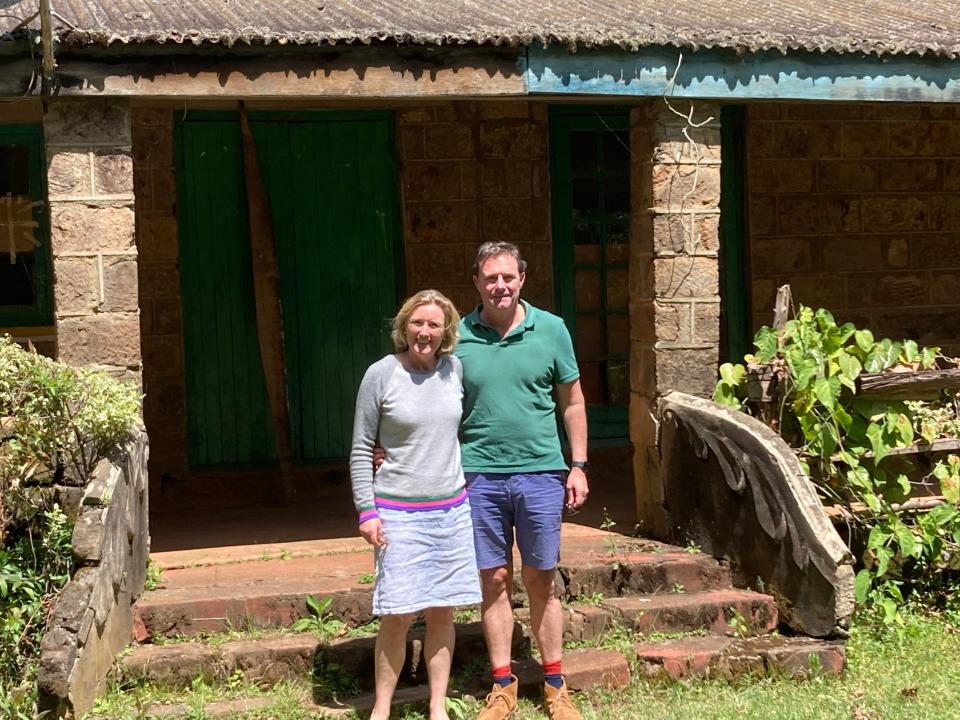 Hamish de Bretton Gordon and his wife on the veranda at Waterford Farm