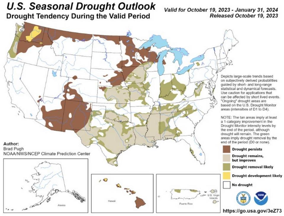 National Weather Service meteorologists say a strong El Niño should bring higher-than-normal rainfall amounts through the winter, wiping out N.C.’s drought — unless other weather factors prevail. 