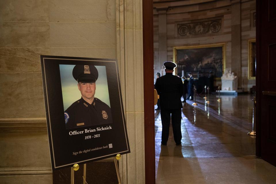 U.S. Capitol Police officer Brian Sicknick was one of five people to die during the Jan. 6 Capitol insurrection. Two other police officers died by suicide in the days after. (Photo: BRENDAN SMIALOWSKI/POOL/AFP via Getty Images)