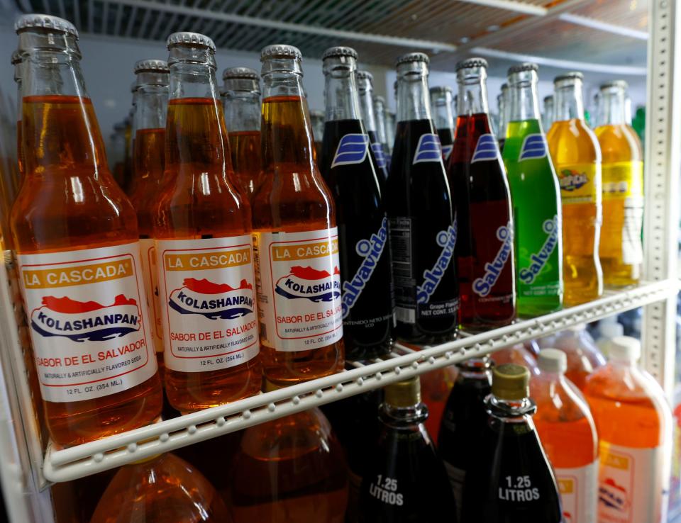 A wide variety of Salvadoran and other Central American drinks for sale at La Cuscatleca Inc., a grocery store and restaurant in Detroit on Feb. 24, 2022.