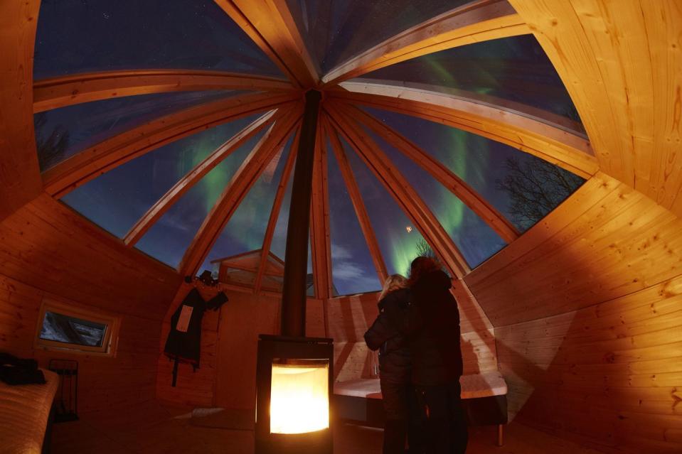 2) Glamp under the Aurora in a Norwegian teepee