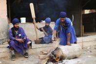 Protest against farm bills at Singhu border near Delhi