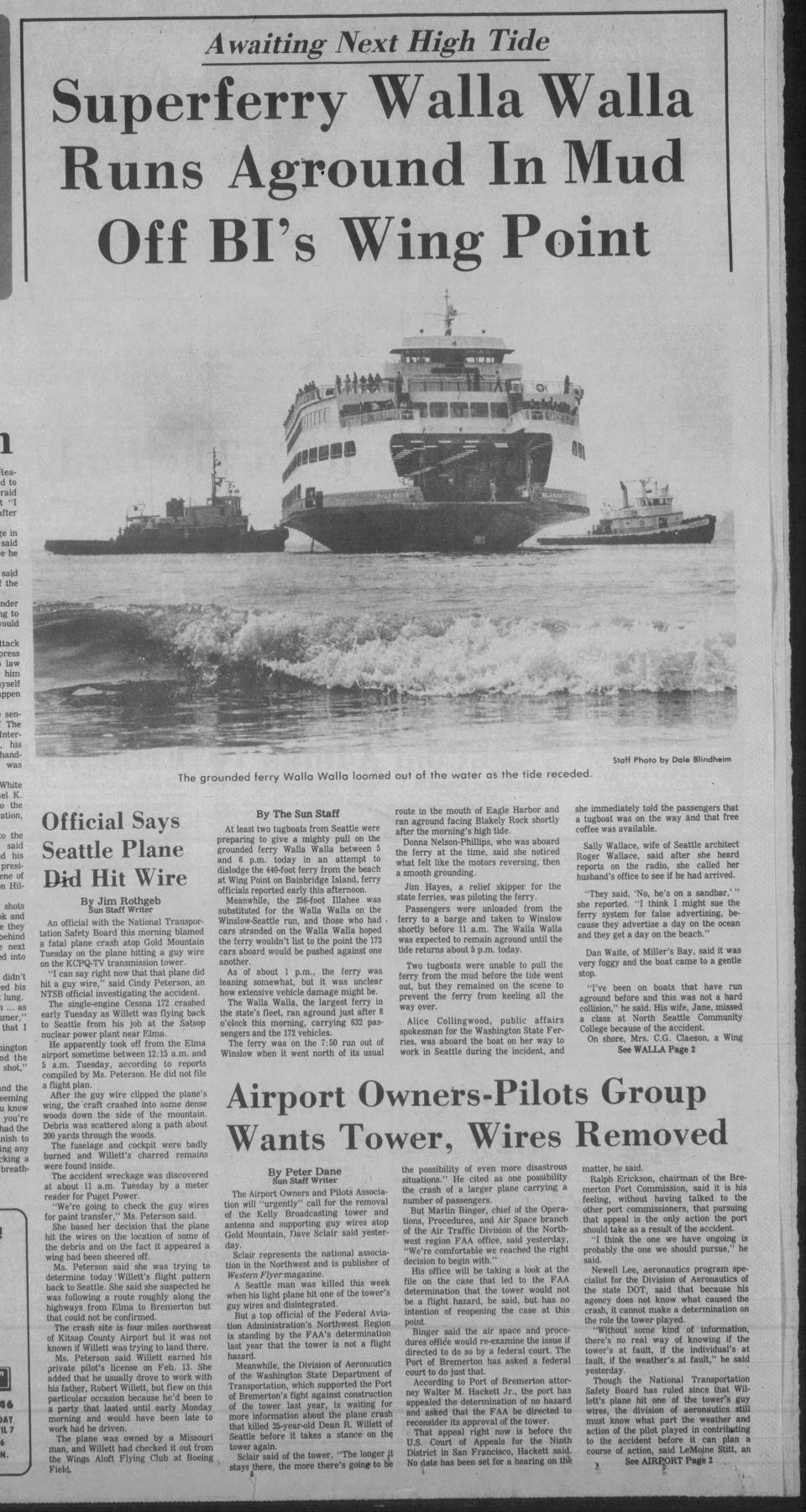 The Bremerton Sun's front page from April 23, 1981.