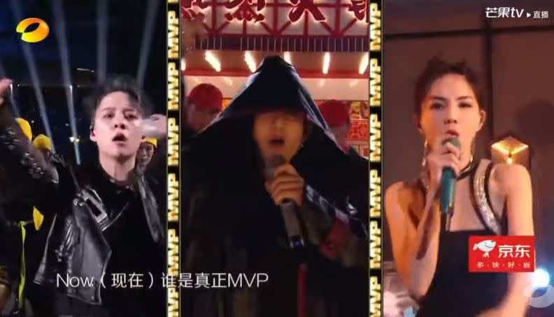 ELLA（右）和謝娜等人表演《誰是MVP》。（圖／翻攝自湖南衛視芒果TV官方頻道）