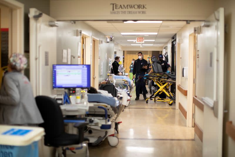 Patients are held in the hallway as St.Mary Medical Center resorts to using tents outside to handle the overflow at its 200 bed hospital in California