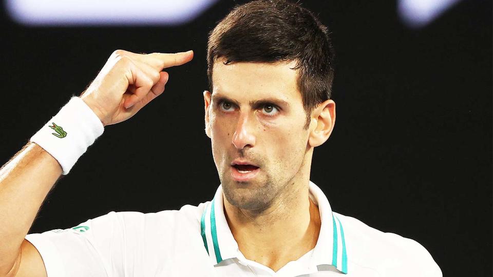 Novak Djokovic's (pictured) gesturing after a point at the Australian Open.