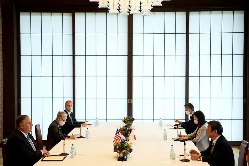 U.S. Secretary of State Pompeo arrives to attend a meeting with Japan's Foreign Minister Motegi in Tokyo