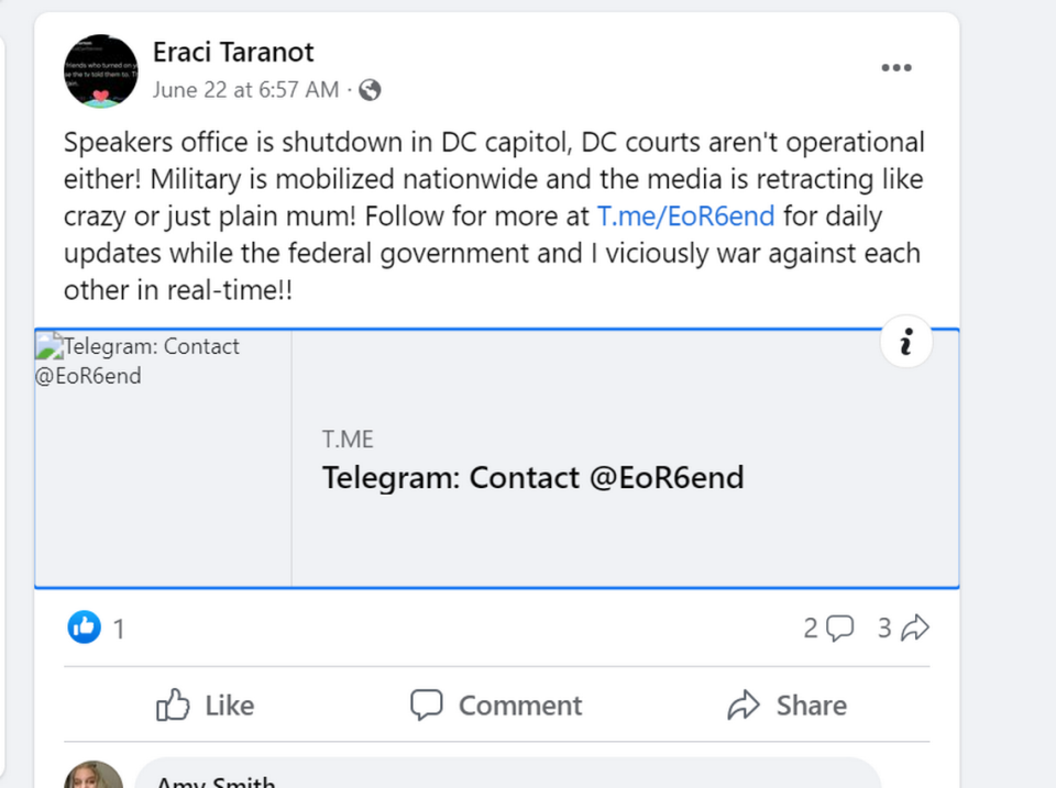 Taranto had directed followers to his Telegram account for “daily updates while the Federal Government and I viciously war at each other in real-time.: