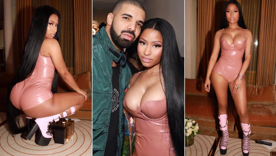 <p>Absolut bemerkenswert, wie es Rapper Drake gelang, nicht in Nicki Minajs Wahnsinns-Dekolleté zu starren, sondern in die Kamera! Nicki (34) entdeckte kürzlich nämlich die sexy Latex-Looks von Designer Atsuko Kudo für sich, die unter anderem bereits die Herzen von Kim Kardashian, Bella Hadid und … (Bilder: Instagram/nickiminaj)</p>