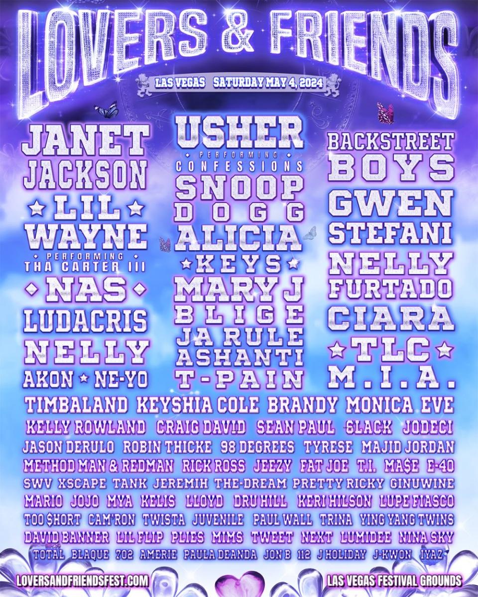 lovers and friends 2024 lineup poster usher janet jackson backstreet boys