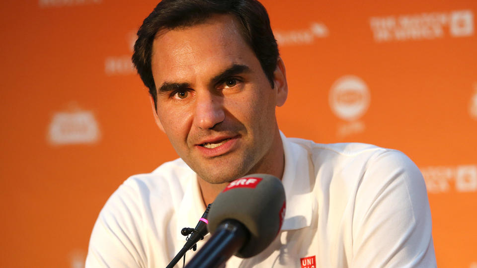 Roger Federer, pictured here speaking to the media in South Africa.