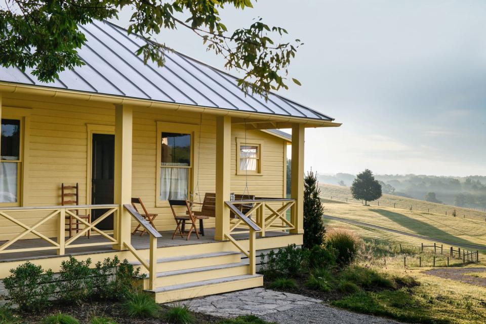 yellow farmhouse exterior