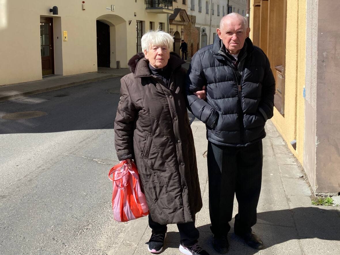 Olena Zhurzharova's Ukrainian parents, who are in their 80's, have been waiting more than two months for a visitor visa.  (Submitted by Olena Zhurzharova - image credit)