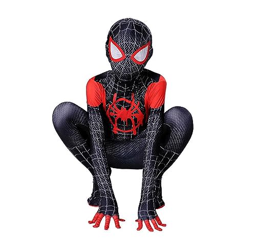 kowshdcs Kids Halloween Costume Boys Superhero Cosplay Bodysuit Spandex Jumpsuit for (Black, Kid-S)