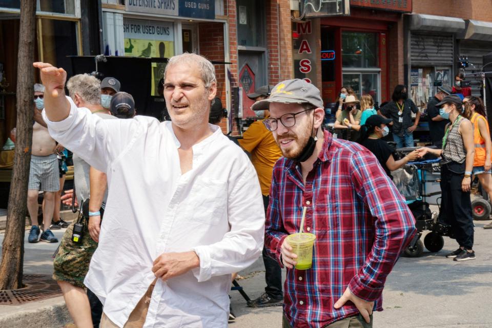 Aster and Joaquin on set