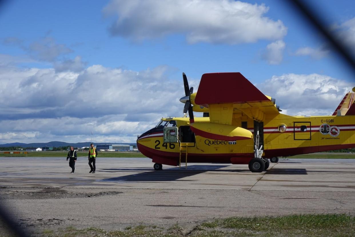 Water bombers from Quebec were called into action to fight the fire burning near Churchill Falls.