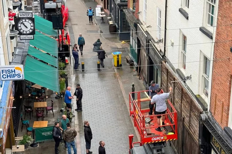 The Underbank area of Stockport is dressed as Dublin -Credit:MCPIX