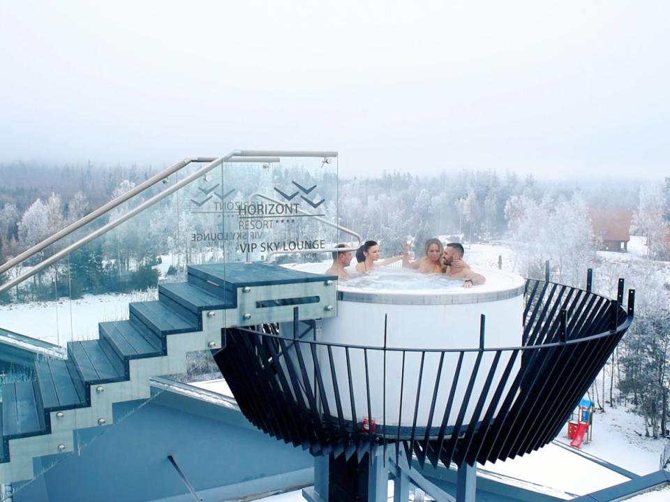 Tourists relax at the Horizont, one of Lomnica’s many spas (High Tatras)