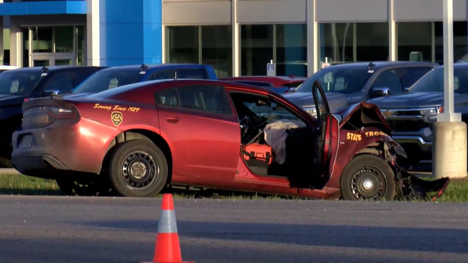 The Minnesota State Patrol car that was involved in the crash. - WTTC/File