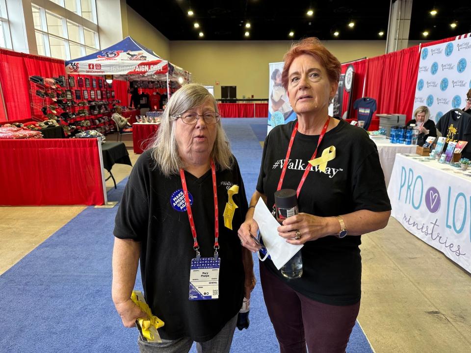 Mary Phelps and Robyn Erickson, both 68, said wokeness is about division between groups.