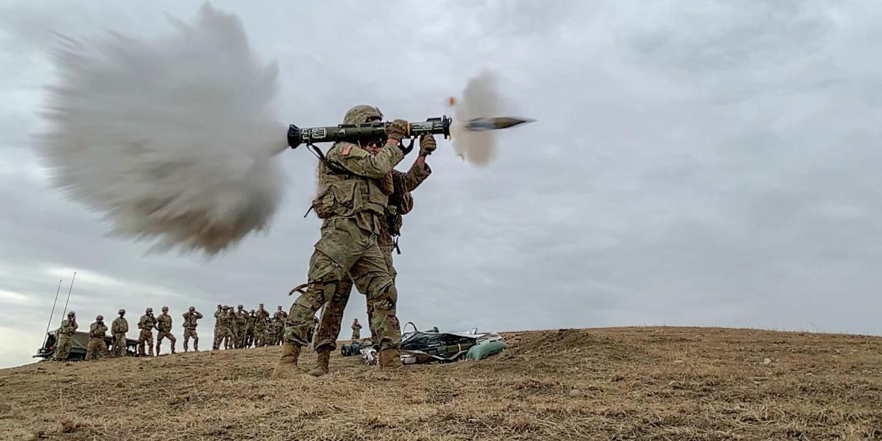 US Army soldier fires an AT4