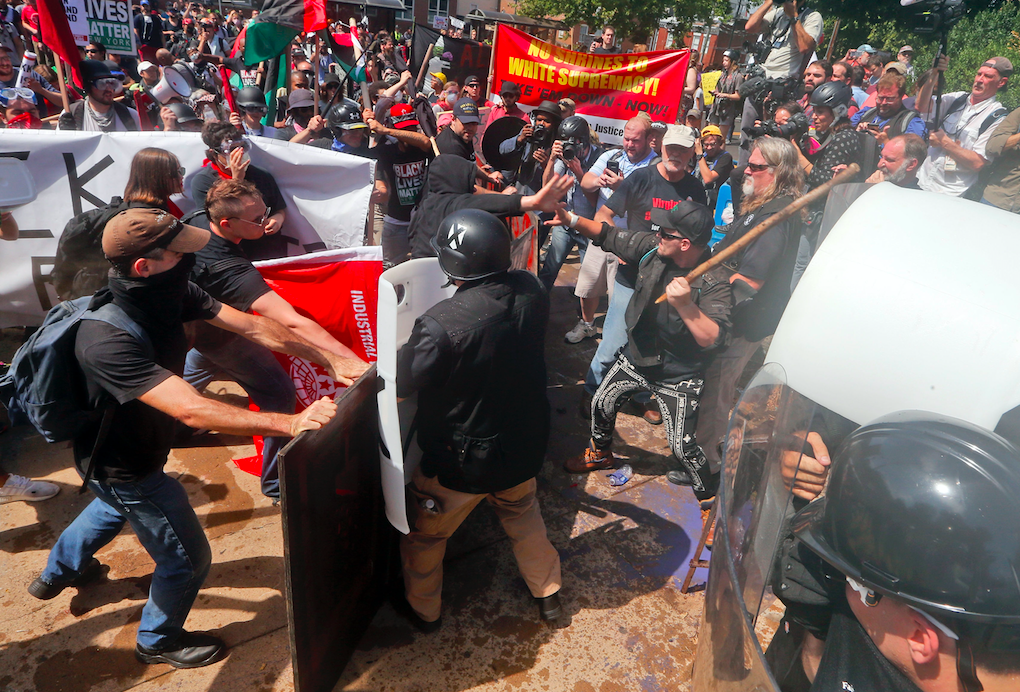 White supremacists and protesters clash in Charlottesville, Virginia (PA)