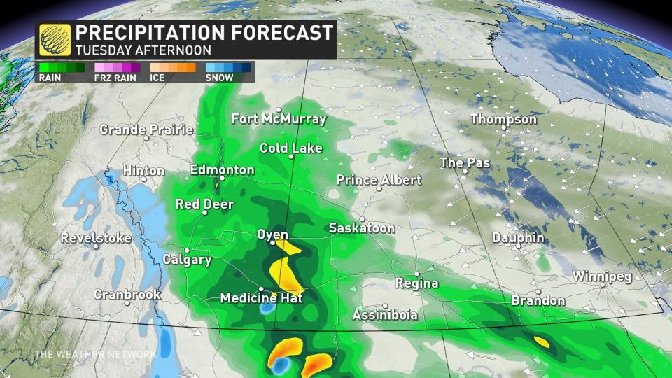 Baron_Precipitation timing_Prairies_Tuesday afternoon_May 5