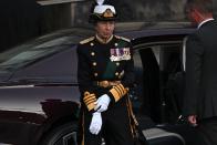 <p>Princess Anne shows visible emotion as she attends a Vigil at St Giles' Cathedral, in Edinburgh, where the coffin of her mother Queen Elizabeth II lay at rest. (Getty)</p> 