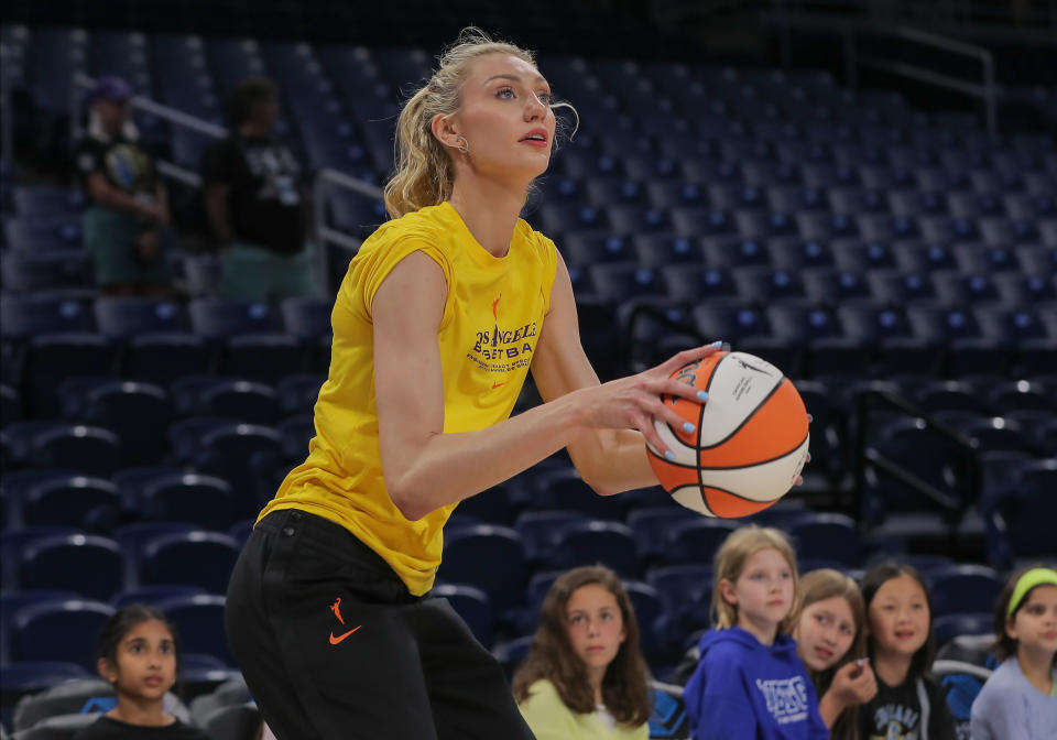 Cameron Brink represented the U.S. at the 2023 FIBA World Cup, which ended with a gold medal. (Photo by Melissa Tamez/Icon Sportswire via Getty Images)