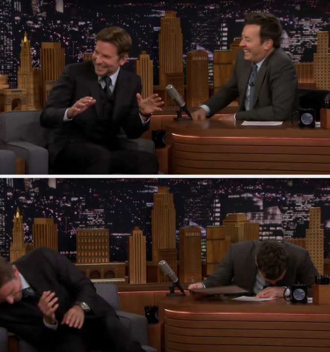 Bradley Cooper and Jimmy Fallon begin laughing mid-interview on "The Tonight Show"