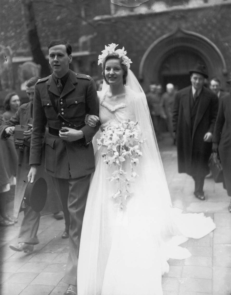 Debo becomes a duchess - pictured on her wedding dayGetty Images