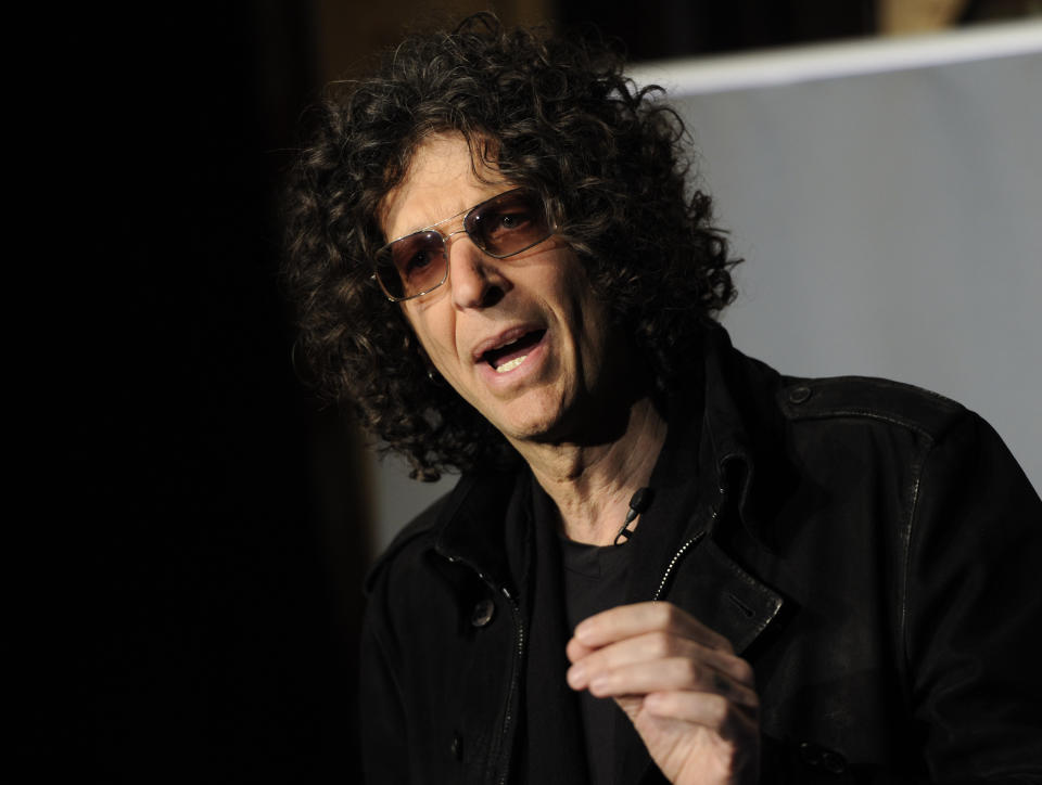 SiriusXM satellite radio talk show host Howard Stern speaks to the media about his new role as a judge on "America's Got Talent" at the Friars Club on Thursday, May 10, 2012 in New York. (AP Photo/Evan Agostini)