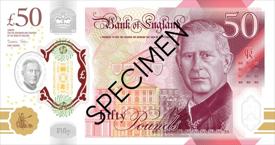 The new King Charles III banknotes £50