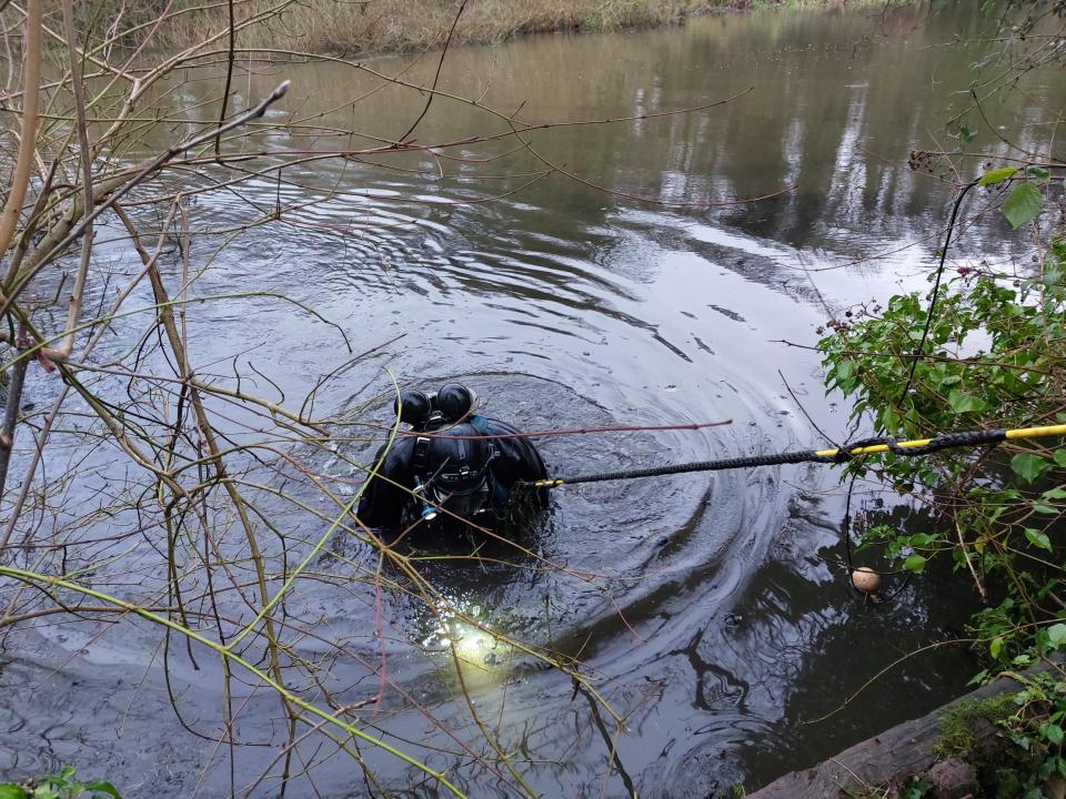 Diver in the Wensum Park on Thursday afternoon. Police have said there is a 