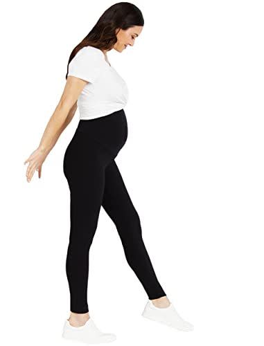 Motherhood Maternity Women's Essential Stretch Secret Fit Over the Belly  Leggings Full Length & Crop Length XS-3X 1 & 2 Packs
