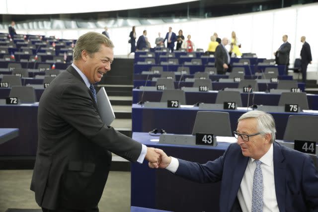 Nigel Farage and  Jean-Claude Juncker 