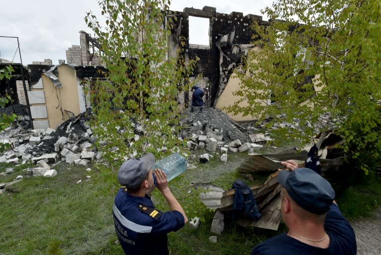 More than 150 people helped put out the fire in the Ukrainian village of Litochky, on May 29, 2016