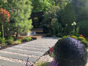 <p> Super-straight garden paths don't have to be boring. Instead, treat them as a chance to play with different materials and to create bold patterns. Here smooth, black granite planks with their crisp, sawn edges emphasize the width of the walkway and have been repeatedly divided with rounded, white pebbles. </p> <p> The effect is contemporary, truly stunning and far from dull. </p>